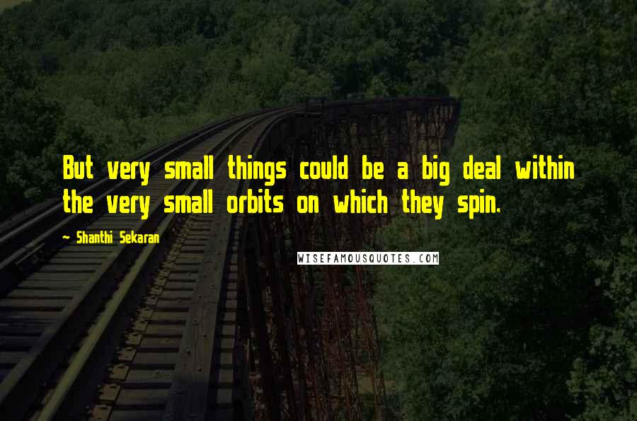Shanthi Sekaran Quotes: But very small things could be a big deal within the very small orbits on which they spin.