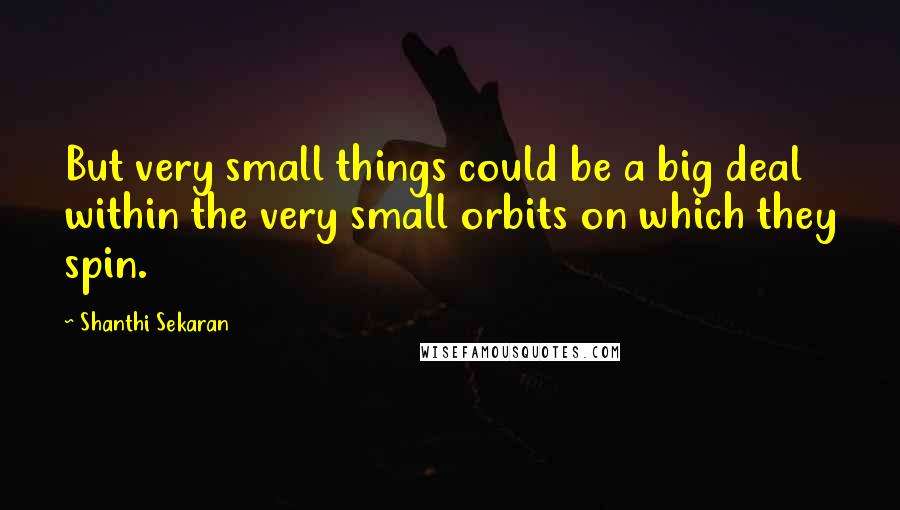 Shanthi Sekaran Quotes: But very small things could be a big deal within the very small orbits on which they spin.