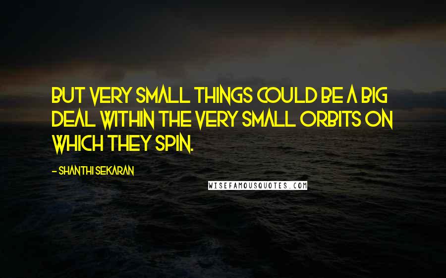 Shanthi Sekaran Quotes: But very small things could be a big deal within the very small orbits on which they spin.