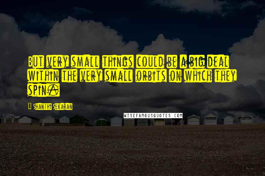 Shanthi Sekaran Quotes: But very small things could be a big deal within the very small orbits on which they spin.