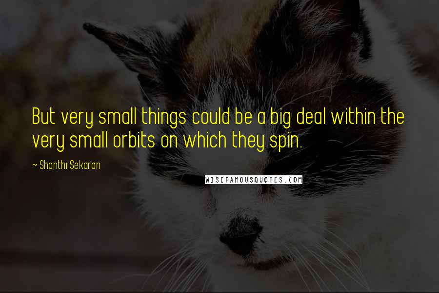 Shanthi Sekaran Quotes: But very small things could be a big deal within the very small orbits on which they spin.