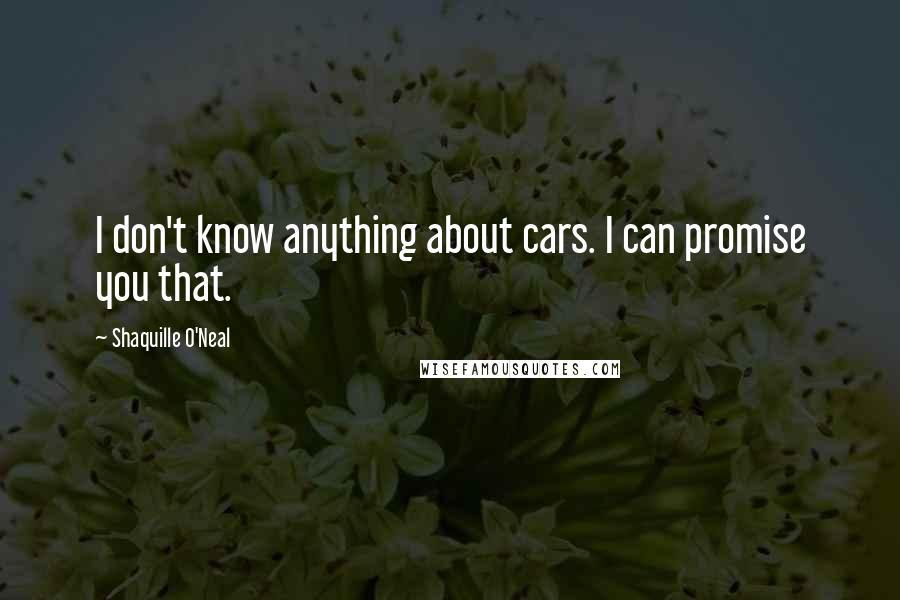 Shaquille O'Neal Quotes: I don't know anything about cars. I can promise you that.