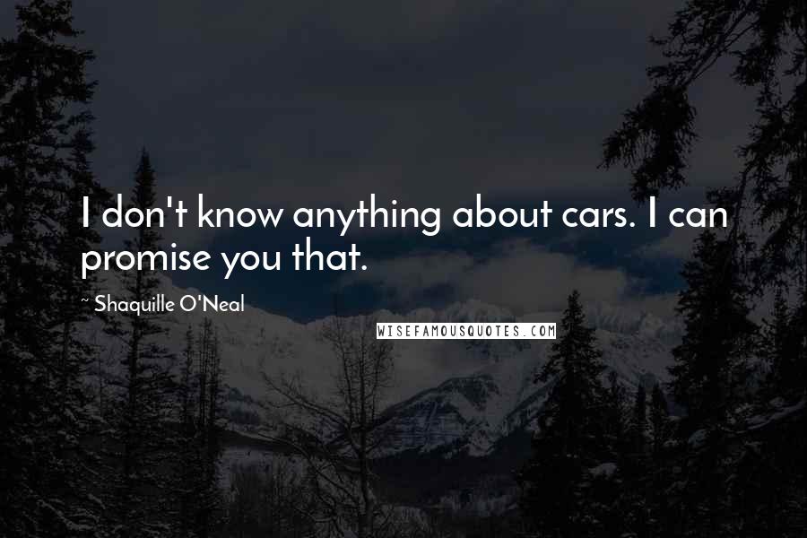 Shaquille O'Neal Quotes: I don't know anything about cars. I can promise you that.