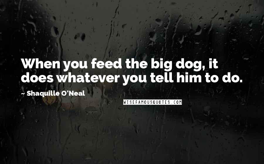 Shaquille O'Neal Quotes: When you feed the big dog, it does whatever you tell him to do.