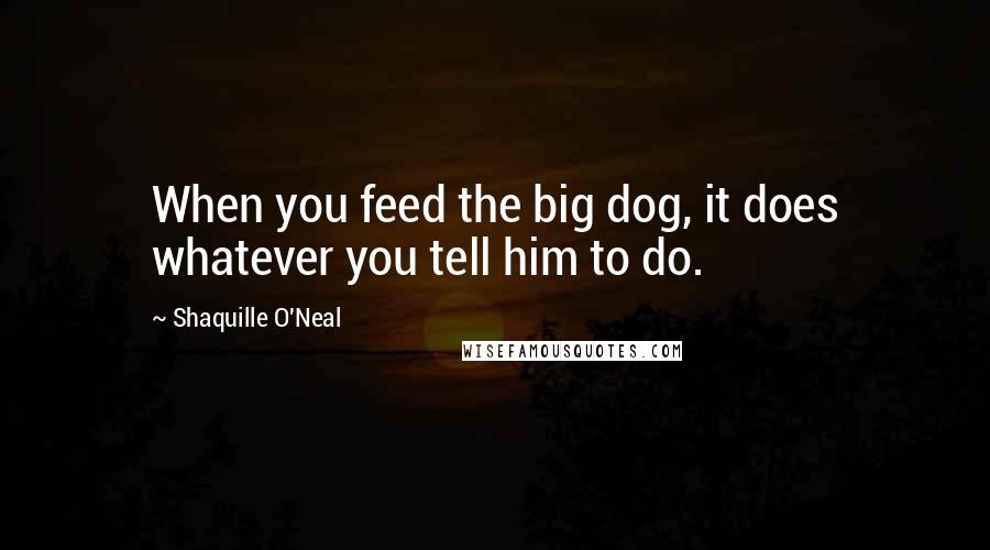 Shaquille O'Neal Quotes: When you feed the big dog, it does whatever you tell him to do.