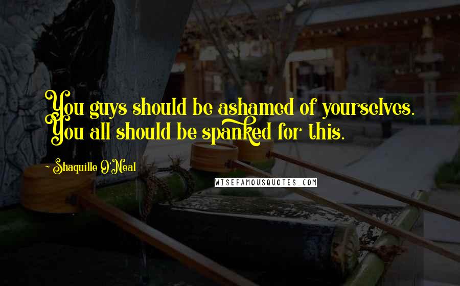 Shaquille O'Neal Quotes: You guys should be ashamed of yourselves. You all should be spanked for this.