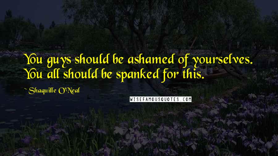 Shaquille O'Neal Quotes: You guys should be ashamed of yourselves. You all should be spanked for this.