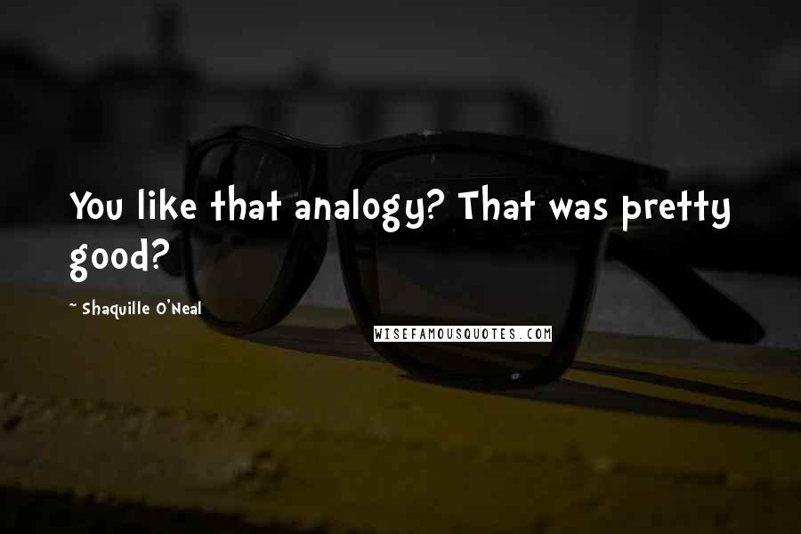 Shaquille O'Neal Quotes: You like that analogy? That was pretty good?