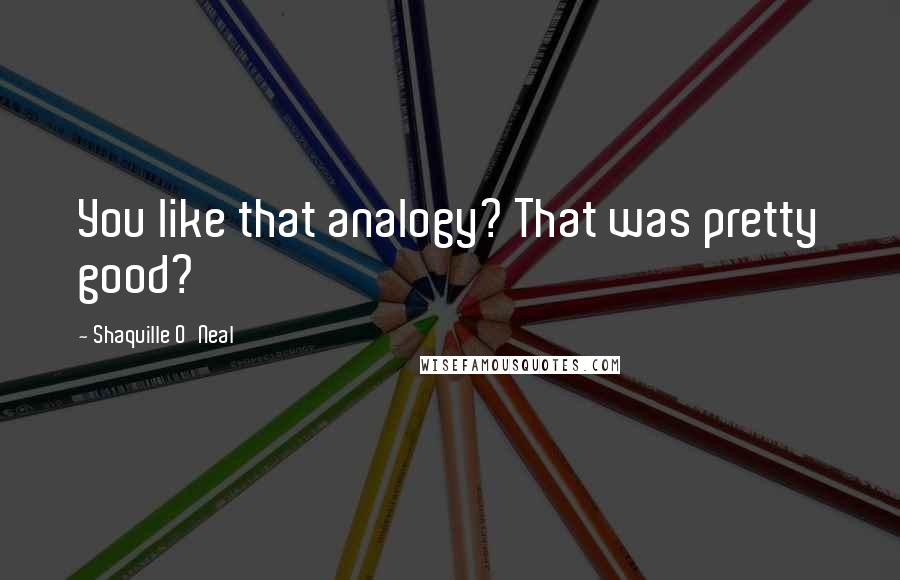 Shaquille O'Neal Quotes: You like that analogy? That was pretty good?