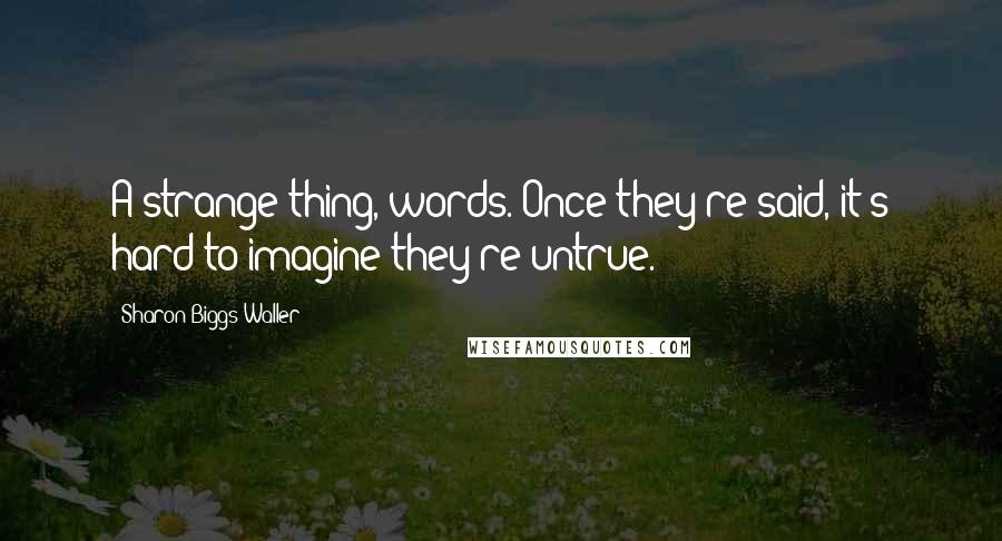 Sharon Biggs Waller Quotes: A strange thing, words. Once they're said, it's hard to imagine they're untrue.