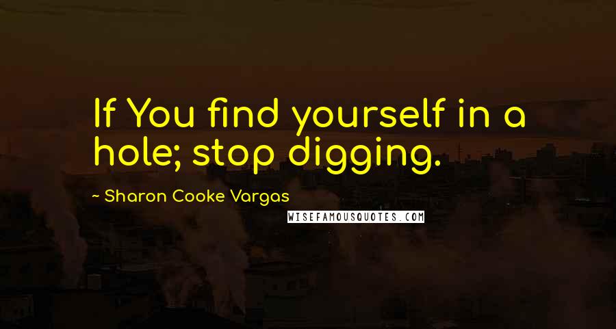 Sharon Cooke Vargas Quotes: If You find yourself in a hole; stop digging.
