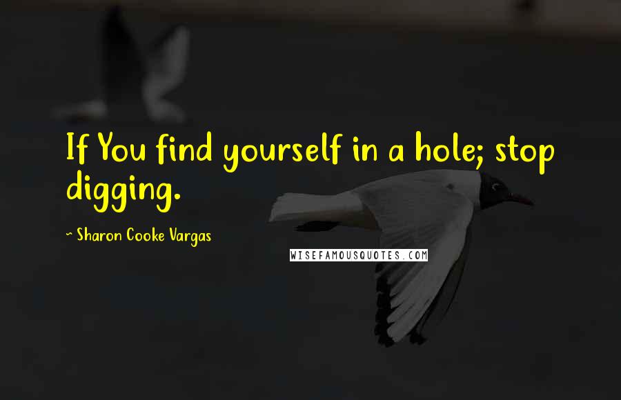 Sharon Cooke Vargas Quotes: If You find yourself in a hole; stop digging.