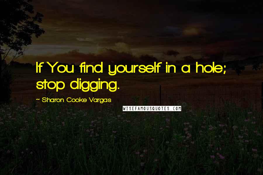 Sharon Cooke Vargas Quotes: If You find yourself in a hole; stop digging.