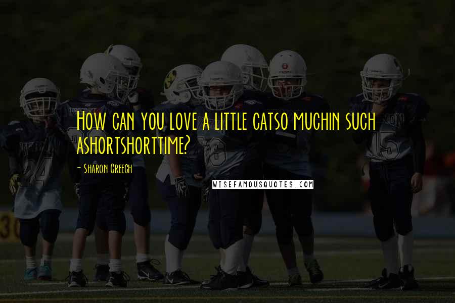 Sharon Creech Quotes: How can you love a little catso muchin such ashortshorttime?