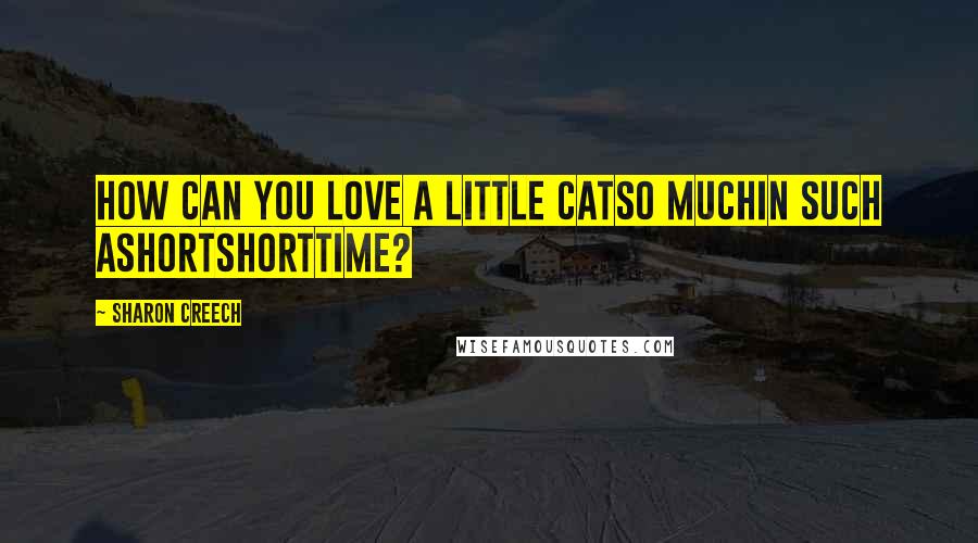 Sharon Creech Quotes: How can you love a little catso muchin such ashortshorttime?