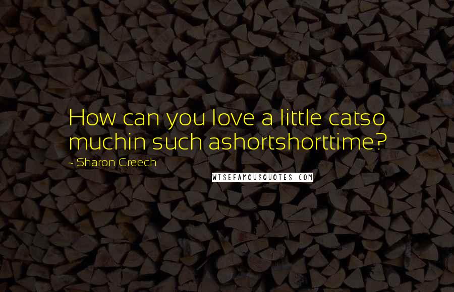 Sharon Creech Quotes: How can you love a little catso muchin such ashortshorttime?