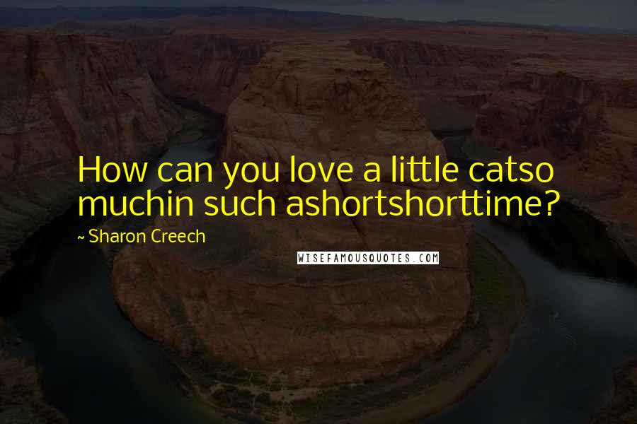 Sharon Creech Quotes: How can you love a little catso muchin such ashortshorttime?