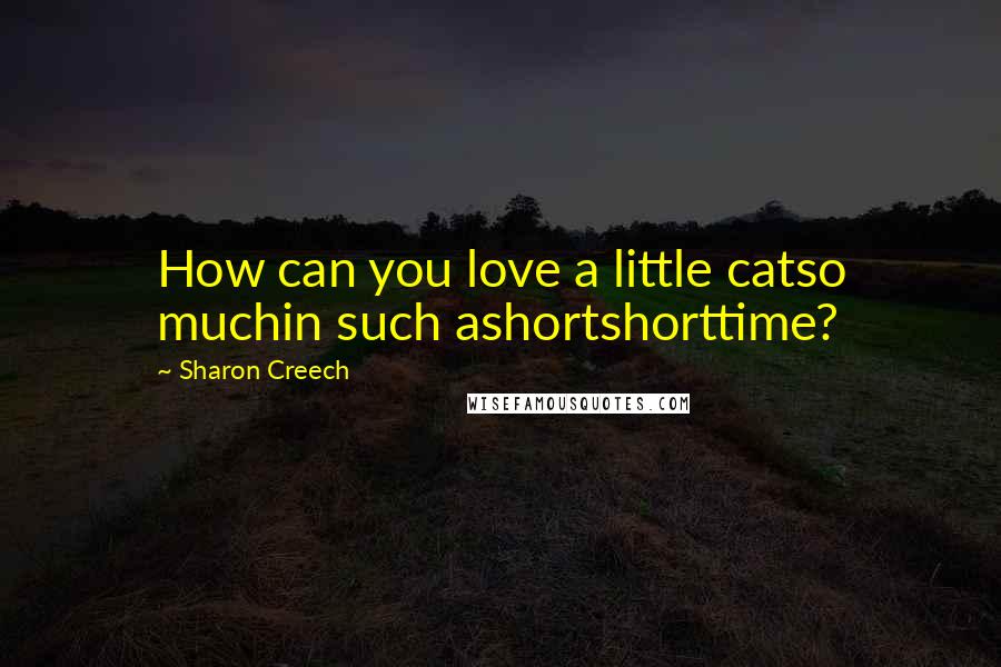 Sharon Creech Quotes: How can you love a little catso muchin such ashortshorttime?