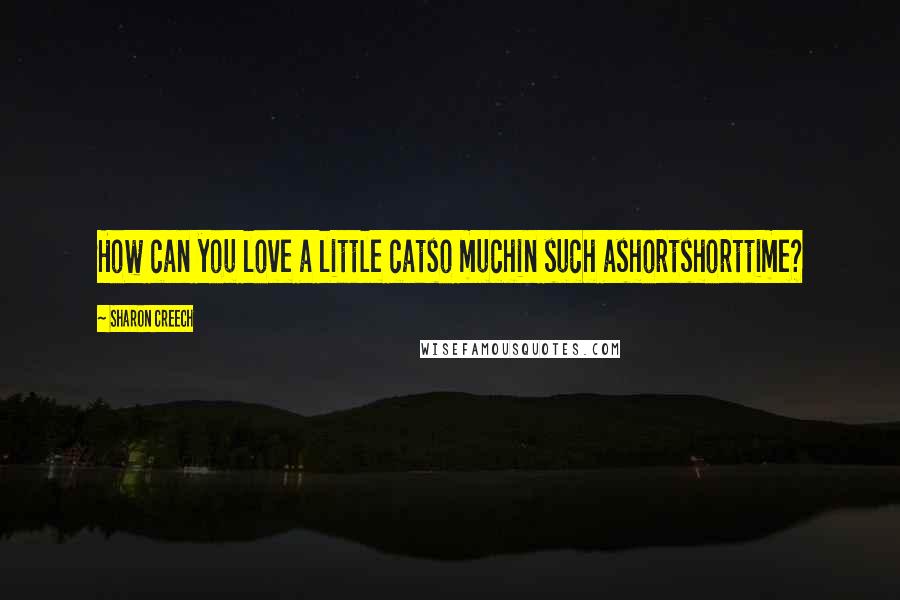 Sharon Creech Quotes: How can you love a little catso muchin such ashortshorttime?