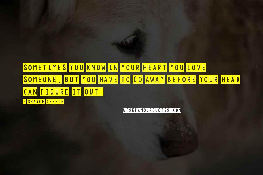 Sharon Creech Quotes: Sometimes you know in your heart you love someone, but you have to go away before your head can figure it out.