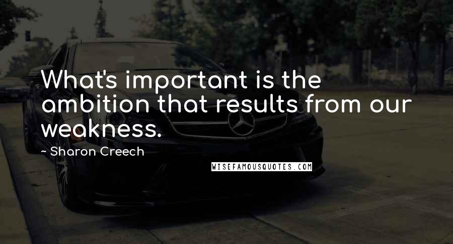 Sharon Creech Quotes: What's important is the ambition that results from our weakness.