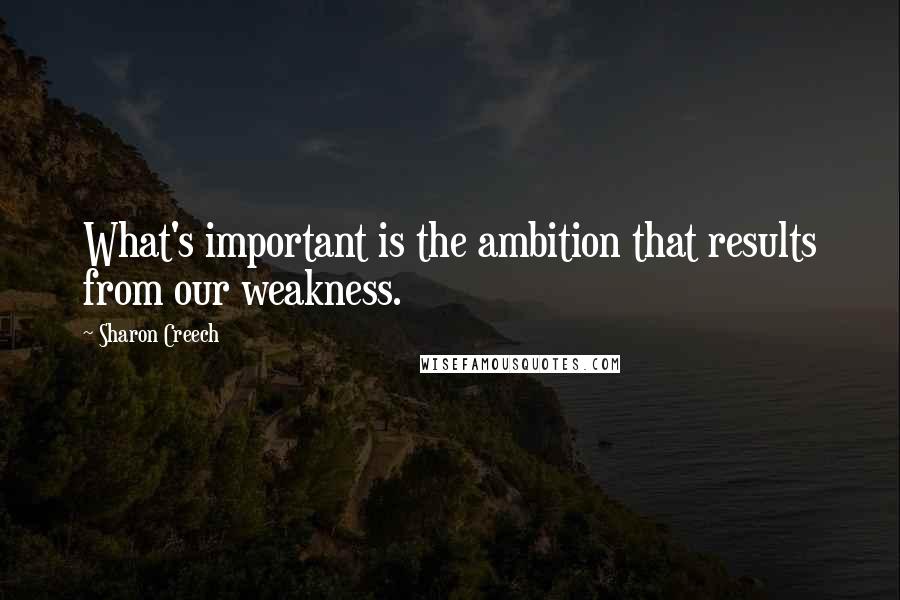 Sharon Creech Quotes: What's important is the ambition that results from our weakness.