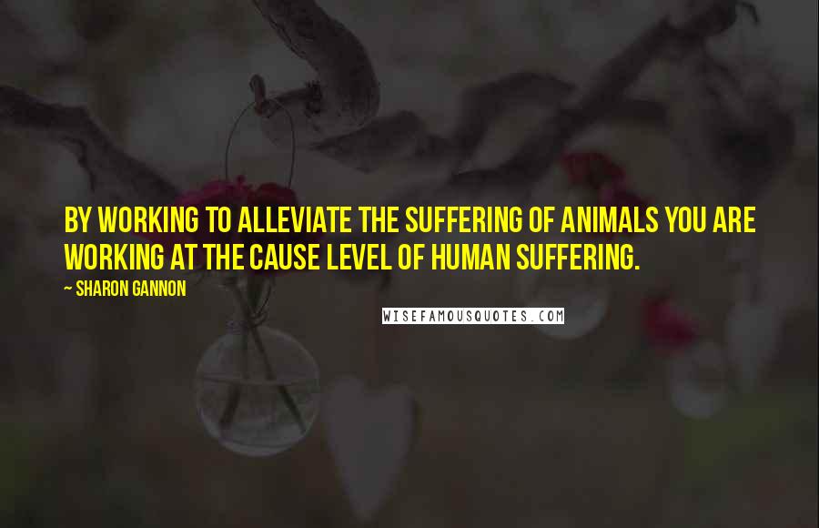 Sharon Gannon Quotes: By working to alleviate the suffering of animals you are working at the cause level of human suffering.