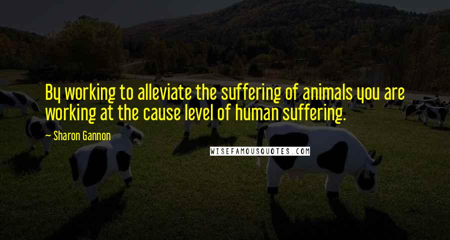 Sharon Gannon Quotes: By working to alleviate the suffering of animals you are working at the cause level of human suffering.