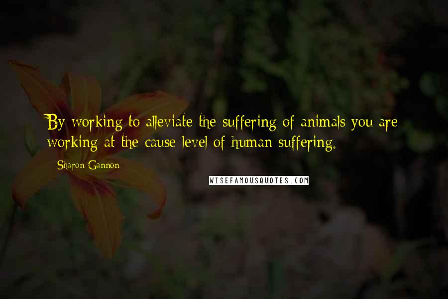 Sharon Gannon Quotes: By working to alleviate the suffering of animals you are working at the cause level of human suffering.