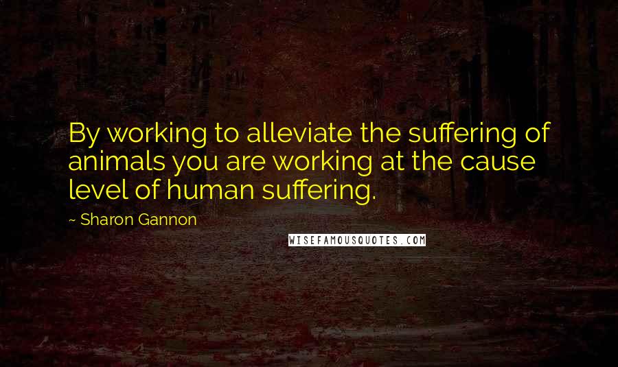 Sharon Gannon Quotes: By working to alleviate the suffering of animals you are working at the cause level of human suffering.