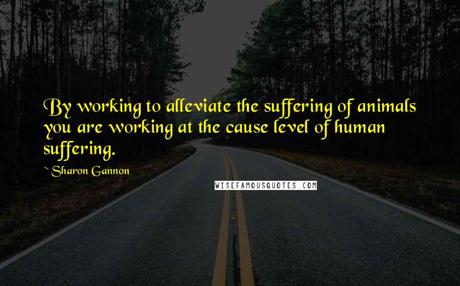 Sharon Gannon Quotes: By working to alleviate the suffering of animals you are working at the cause level of human suffering.