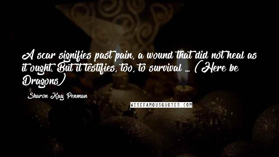 Sharon Kay Penman Quotes: A scar signifies past pain, a wound that did not heal as it ought. But it testifies, too, to survival ... (Here be Dragons)