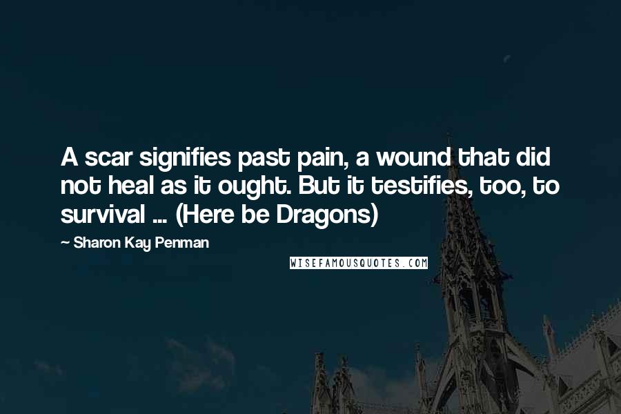 Sharon Kay Penman Quotes: A scar signifies past pain, a wound that did not heal as it ought. But it testifies, too, to survival ... (Here be Dragons)