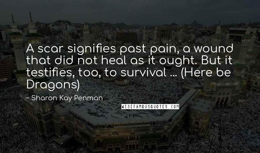 Sharon Kay Penman Quotes: A scar signifies past pain, a wound that did not heal as it ought. But it testifies, too, to survival ... (Here be Dragons)