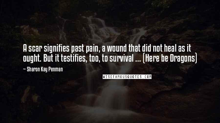 Sharon Kay Penman Quotes: A scar signifies past pain, a wound that did not heal as it ought. But it testifies, too, to survival ... (Here be Dragons)