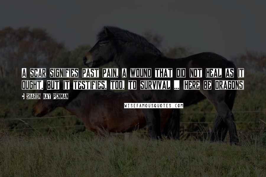Sharon Kay Penman Quotes: A scar signifies past pain, a wound that did not heal as it ought. But it testifies, too, to survival ... (Here be Dragons)