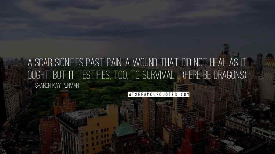 Sharon Kay Penman Quotes: A scar signifies past pain, a wound that did not heal as it ought. But it testifies, too, to survival ... (Here be Dragons)