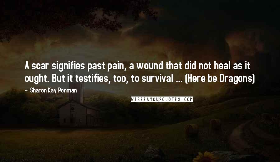 Sharon Kay Penman Quotes: A scar signifies past pain, a wound that did not heal as it ought. But it testifies, too, to survival ... (Here be Dragons)