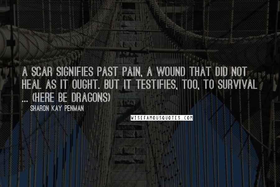 Sharon Kay Penman Quotes: A scar signifies past pain, a wound that did not heal as it ought. But it testifies, too, to survival ... (Here be Dragons)