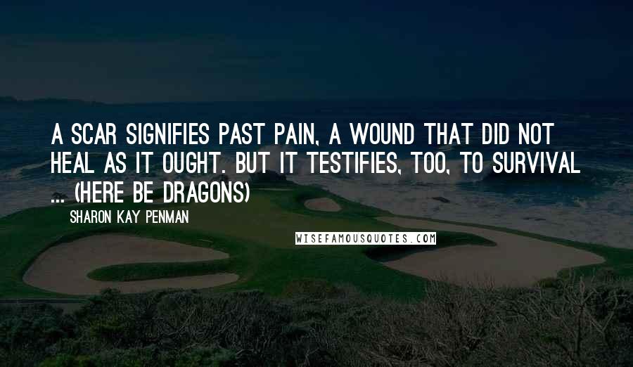 Sharon Kay Penman Quotes: A scar signifies past pain, a wound that did not heal as it ought. But it testifies, too, to survival ... (Here be Dragons)