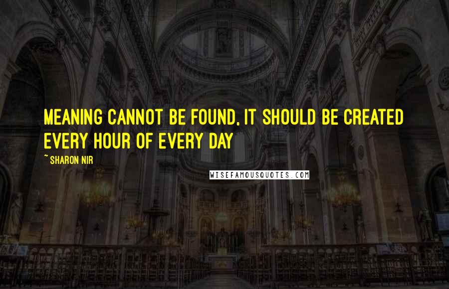 Sharon Nir Quotes: Meaning cannot be found, it should be created every hour of every day