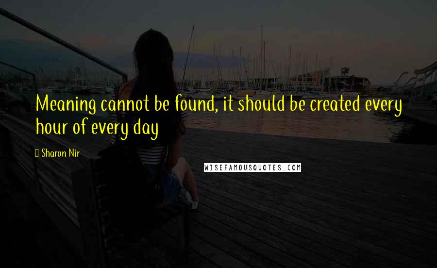 Sharon Nir Quotes: Meaning cannot be found, it should be created every hour of every day