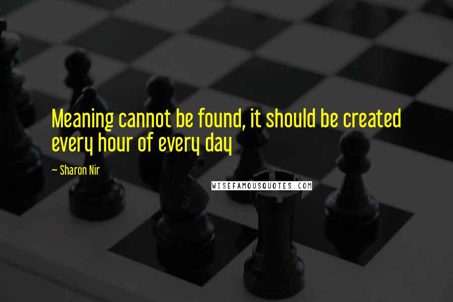 Sharon Nir Quotes: Meaning cannot be found, it should be created every hour of every day