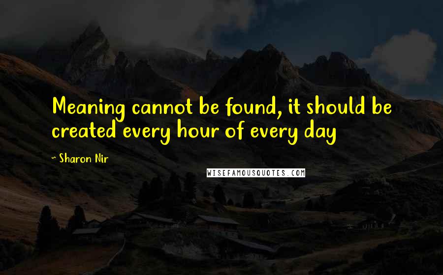 Sharon Nir Quotes: Meaning cannot be found, it should be created every hour of every day