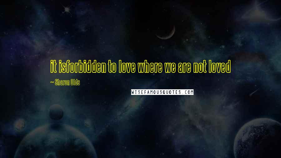 Sharon Olds Quotes: it isforbidden to love where we are not loved