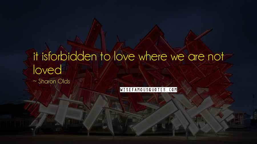 Sharon Olds Quotes: it isforbidden to love where we are not loved