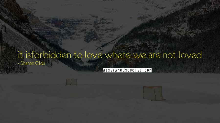 Sharon Olds Quotes: it isforbidden to love where we are not loved