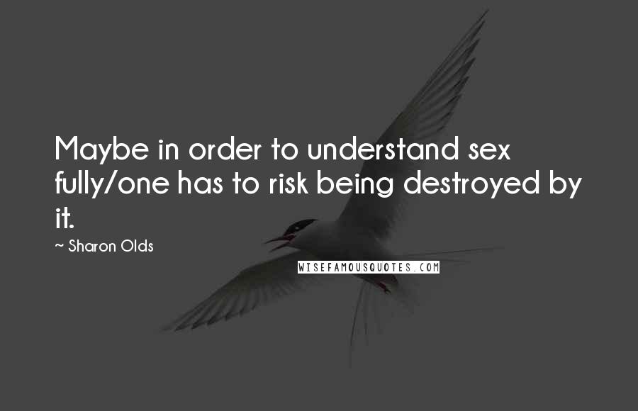 Sharon Olds Quotes: Maybe in order to understand sex fully/one has to risk being destroyed by it.