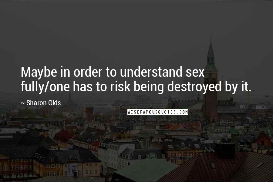 Sharon Olds Quotes: Maybe in order to understand sex fully/one has to risk being destroyed by it.