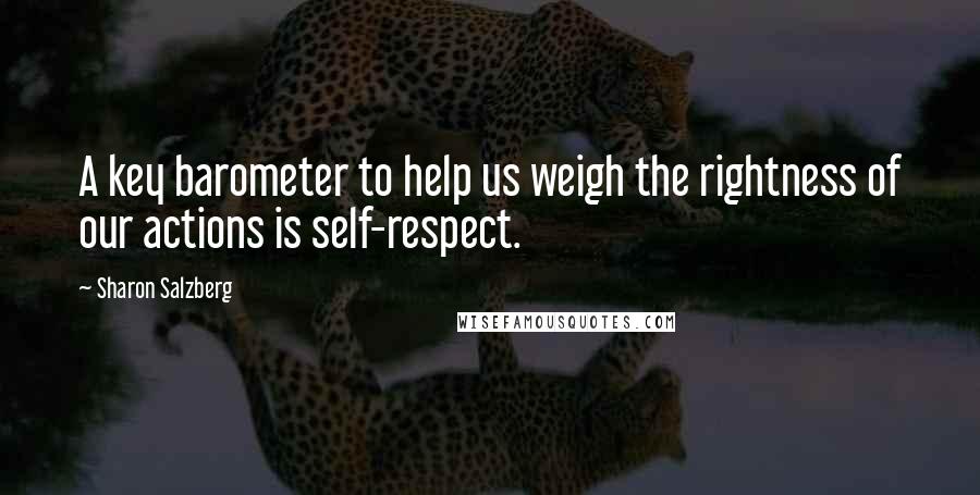 Sharon Salzberg Quotes: A key barometer to help us weigh the rightness of our actions is self-respect.
